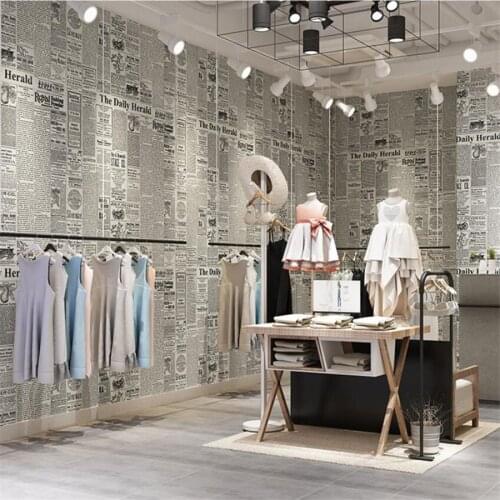 Beibehang new Vintage wallpaper industrial style personality English alphabet newspaper full wallpaper restaurant bar wallpaper