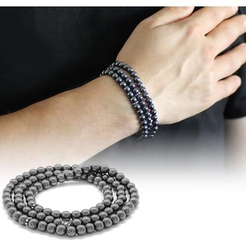 Tesbihane Both Bracelet-Both Necklace-Both Rosary 99lu Hematite Natural Stone Accessories