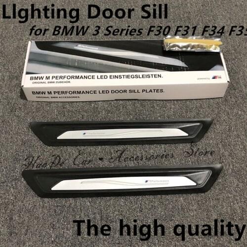 A Pair Lighting Door Sill For BMW 1 2 3 4 5 Series X1X2 X3 x4 F30 F31 F34 F35 M PerformanceDoor Step Car Welcome Pedal Threshold