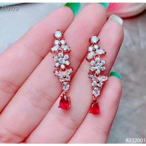 KJJEAXCMY fine jewelry natural ruby 925 sterling silver women gemstone earrings new Ear Studs support test beautiful