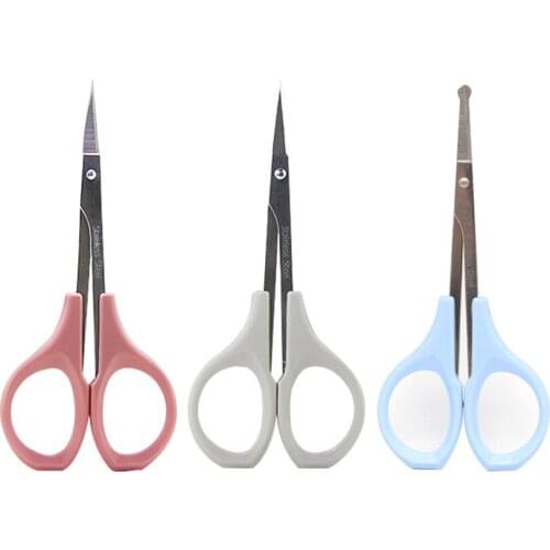 1PC Eyebrow Scissors Razor Trimmer Blades Stainless Steel Eyelash Straight Elbow Trimmer Shaver Scissors Nose Hair Clipper