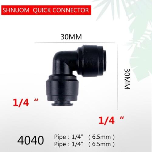1/4" Tube - 1/4" OD Tube PE Pipe Fitting Black Elbow 4040 Low Pressure Misting Nozzles System Coupling Adapters RO Water Filter