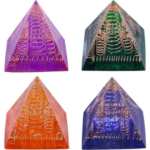 TUMBEELLUWA Healing Crystal Copper Wire Orgonite Pyramid Energy Generator Stone Figurine for Meditation Reiki Balancing