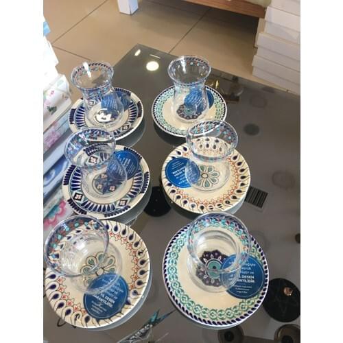 Turkish Tea Cup Traditional Blue Stone Pattern 12 Piece Tea Turkish Arabic Moroccan Pakistani Ottoman Tea Set Tea Coffee Mug