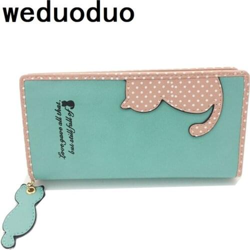 High Quality Fashion Women Wallets Inside Zipper Long Clutch Purses Cute Money Cases Card Holders Coin Pocket Students Cat