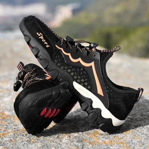 WWKK Mesh Hiking Shoes Mountain Climbing Shoes Outdoor Hiking Boots Trekking Sport Sneakers Men Hunting Trekking Breatheable
