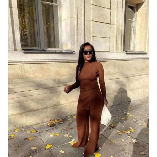 Plus size autumn winter Women clothing Two Piece Set Sexy Solid Crop Top+wide Leg Pants Sets Club Outfits Streetwear Wholesale