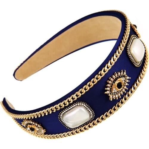 ZHINI Bohemia Ethnic Demon Eye Handmade Headbands for Women Vintage Gold Twisted Chain Hair Band Hair Accessories Party Jewelry