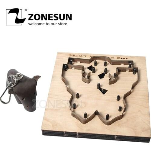 ZONESUN Japan Steel Blade Rule Steel Die Cutting Mould Tool Bull Key Chain Ring Wood Leather Punch Clicker Die Knife