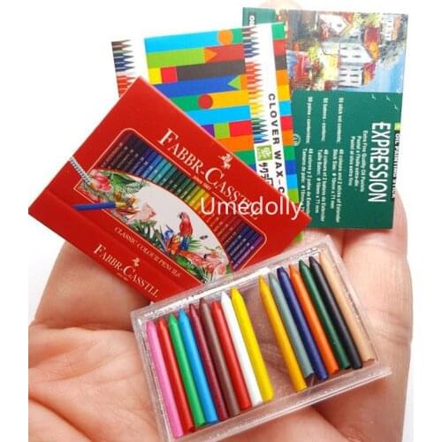 1 Set 1/6 Scale Mini Dollhouse Miniature Crayon Cutting Mat Ruler Scissor for Blyth BJD Stationery Doll House Accessories