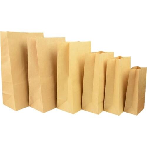 10Pcs Brown Kraft Paper Bag Baking Food Bread Cookie Candy Paper Bag For Home Wedding Party Gifts Packing Bag Eco-friendly Pouch