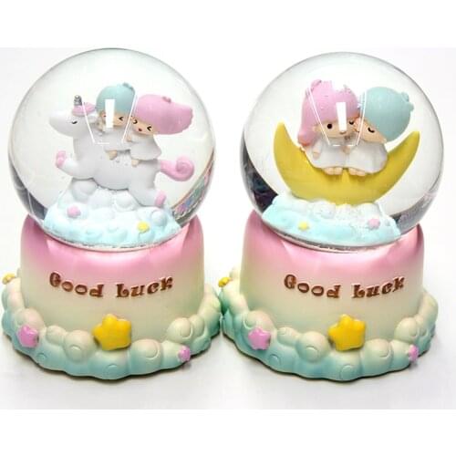 100# Crystal Snow Globes Music Box snowball Home Office INterior Decoration Valentines Day Gifts With Snowflake Rotating Light