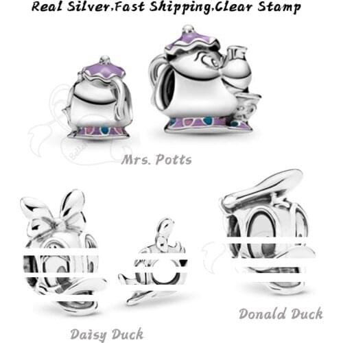 100% Real 925 Silver Sterling Potts Charms Duck Beads Fits Pdoras Bracelets Bangles Necklaces Jewelry Making