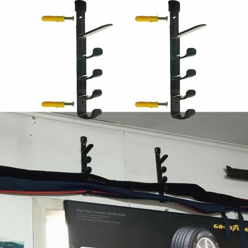 2pcs/lot Wall Mount Fishing Rod Holder Horizontal 5-Rod Black Fishing Rod Storage Rack