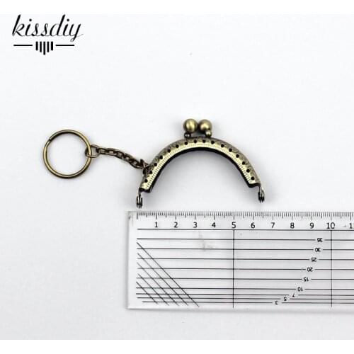 20pcs/lot 6.5cm small size with keyring Antique bronze Metal Purse Frame for coin purse Making DIY bags accessory
