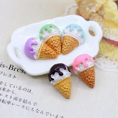 20pcs Resin Colorful Ice Cream Phone Shell Diy Parts Simulation Cute Cake Cabochon Scrapbooking For Craft Embellishments Toys