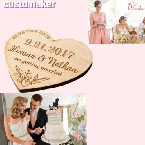 50pcs/lot Custom Wedding Save the Date Personalized Heart shape Wedding Invitation , Wedding favor