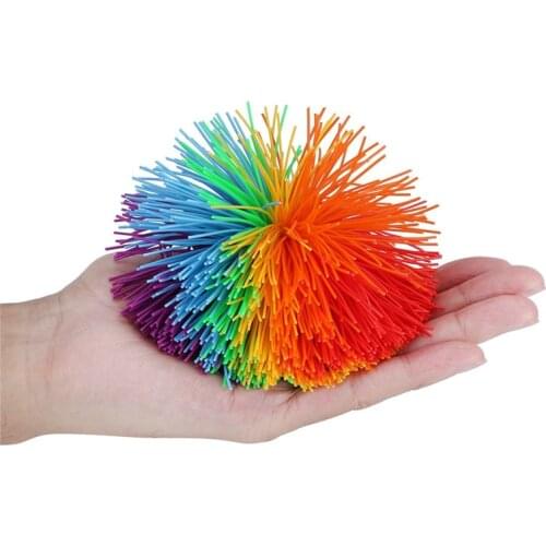 6cm/8cm Baby Koosh Ball Silicone Skein Ball Rubber Hair Ball Baby Exercise Ball Rainbow Fidget Sensory Ball Anti-Stress Toys