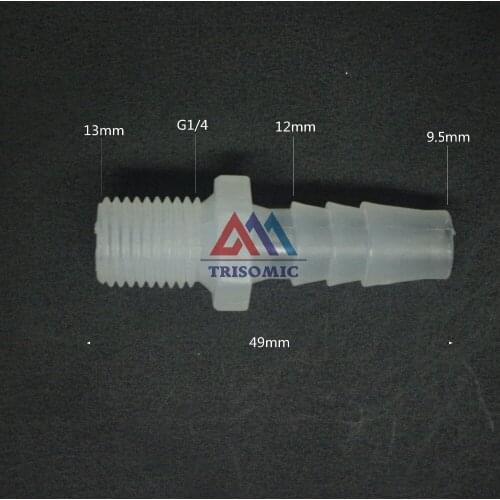9.5mm-G1/4 Straight Connector Plastic pipe Fitting Barbed Connector with thread Material PP Fish Tank Airline Aquarium