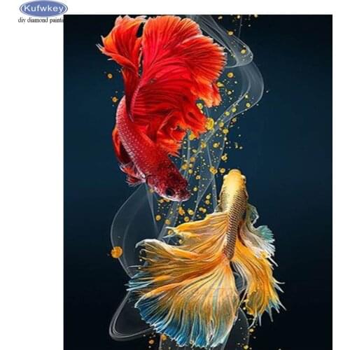 5D Diamond Painting Golden Yellow Fish Embroidery Full Square Drill Resin Rhinestone DIY Cross Stitch Kit Mosaic Home Decor Gift