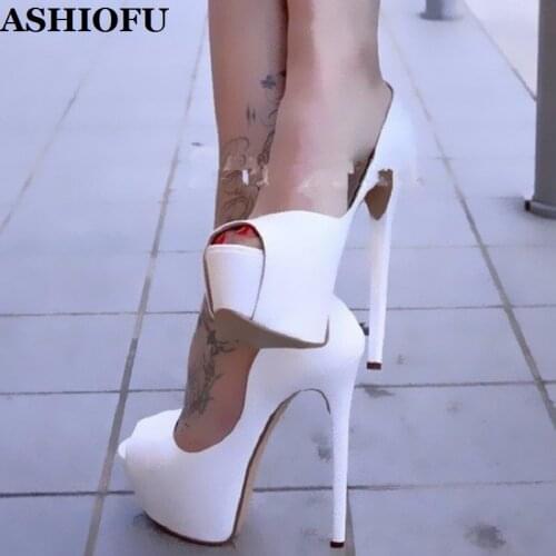 ASHIOFU Handmade Womens Pumps Wedding Party Prom Sexy Platform Dress Shoes Evening Daily Wear Fashion Court Shoes