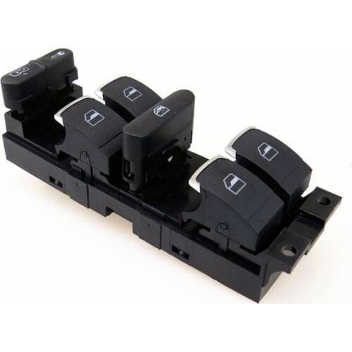 AZQFZ Chrome Driver Power Master Window Control Switch Adjust Button For VW Jetta MK4 Golf MK4 Passat B5 3BD 959 857 3BD959857