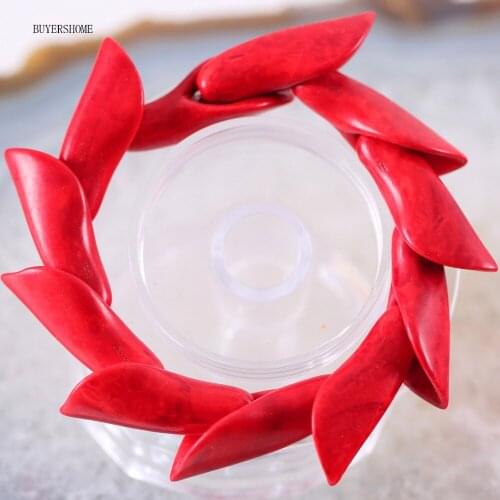 Free Shipping Handmade Jewelry Stretch Flowers Beads Bracelet For Women Natural Red Howlite Stone 8" 1Pcs H606