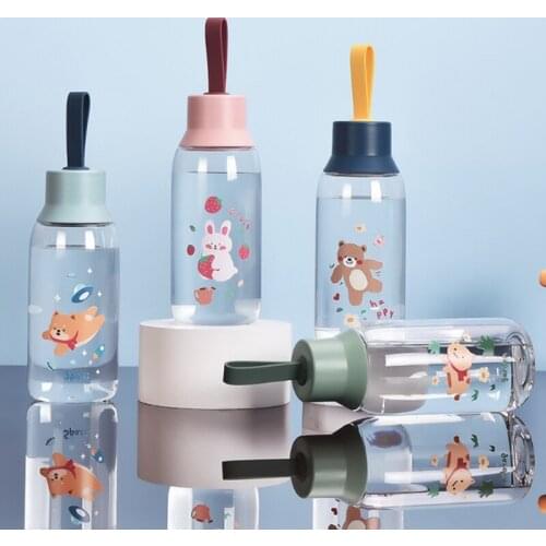 Water bottle cute cartoon pattern outdoor sports plastic very light fun water cup photo ins girl student portable portable cup