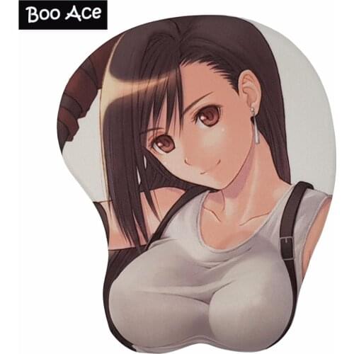 Black Tifa Lockhart Anime Mouse Pad Gaming Mouse Pad Sexy Big Soft Breast 3D Mouse Pad Wrist Rest H2.8cm/1.1" Free shipping