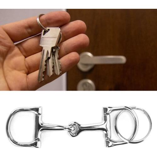 D-Shaped Snaffle Keychain Durable Silver D-Ring Zine-Alloy Horse Snaffle Bits Key Ring Key Chains Accessories