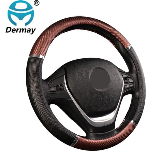 DERMAY Universal Car Steering Wheel Cover Artificial Leather 5 Colors Comfortable Non-slip Automobile Steering-Wheel Car Styling
