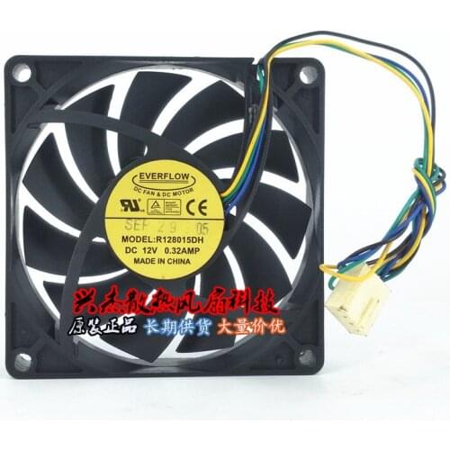 Everflow R128015DH DC 12V 0.32A 80x80x15mm 4-wire Server Cooling Fan
