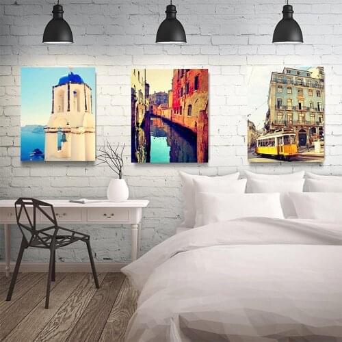Europe Cities Photography Wall Art Canvas Venice Santorini Lisbon Poster Prints Nordic Travel Paintings Picture for Living Room