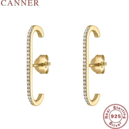 European and American 925 Sterling Silver Stud Earrings for Women Single Row Crystal Zircon Earrings Fashion Jewelry