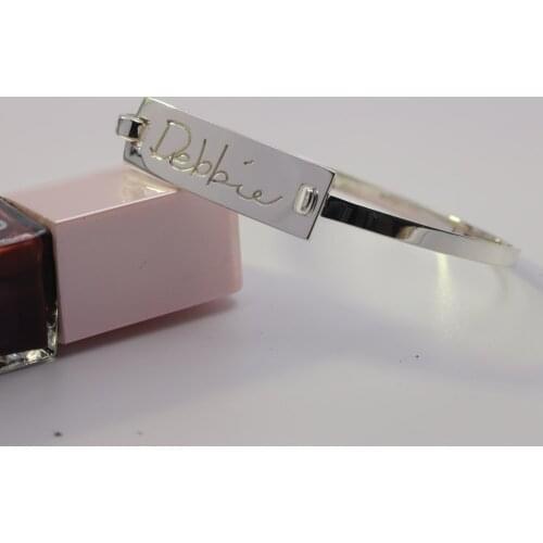 Engraved Name Solid Silver Bangle Personalized Name Engraved Brancelet Wholesale Christmas Gift