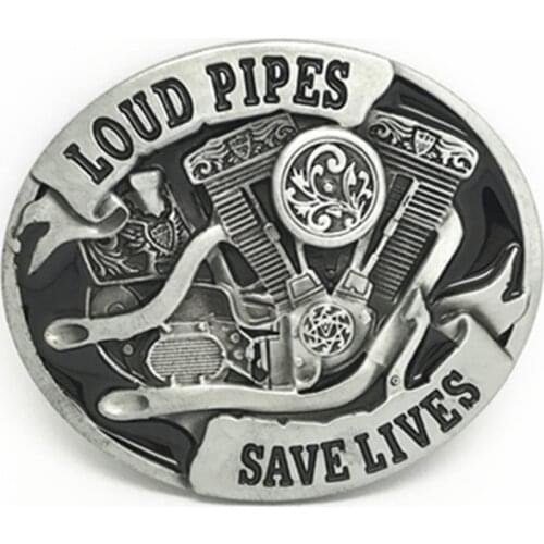 LOUD PIPES SAVE LIVES Cowboy personality belt buckle for 4.0 belt buckle
