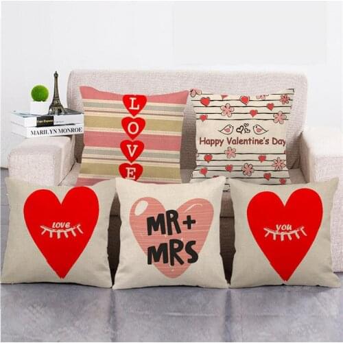 GZTZMY Pillow Cover Pillow Covers Decorative Valentines Day Souvenir Pillow Case Funda Cojin Artificial Linen Pillowcases