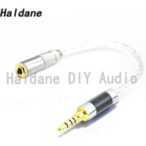 Haldane HIFI 3.5mm TRRS Balanced Male to 3.5mm Stereo 3 pole Female Single Crystal Copper Silver Plated Audio Adapter Connector