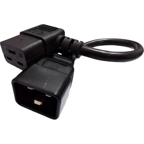 NCHTEK IEC 320 C20 Male to Left Angled C19 Female Short Adapter Cable, C19 Left Angled to C20 Cable 25CM/Free Shipping/1PCS