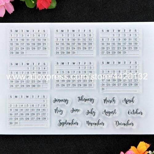 Calendar January February March April May June Scrapbook DIY photo cards rubber stamp clear stamp transparent stamp 9052414