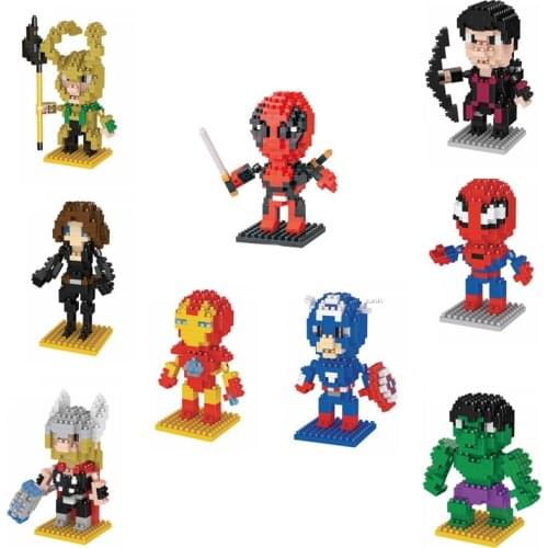 Disney marvel super hero avenger micro diamond block spiderman ironman Deadpool captain america hulk loki brick toy nanobrick