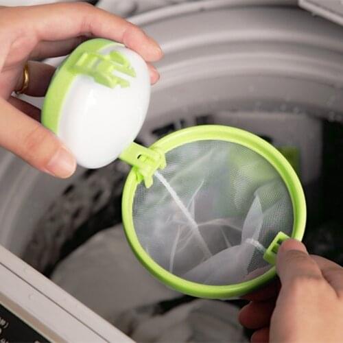 Round Mesh Filter Bag Floating Style Washing Machine Wool Filtration Hair Removal DeviceCleaning Laundry Ball Random Color