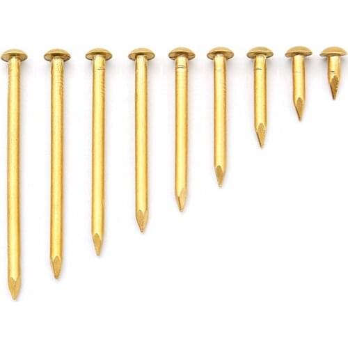 Big Size 3*10 12 15 20 25 30 35 40 45 50mm Brass Nails Furniture Copper Fastener Nails Hardware Accessories Round Copper Nails
