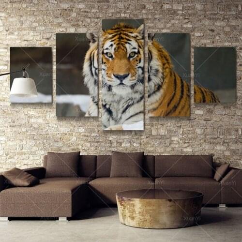 5 Panel Animal Tiger Canvas Painting Cuadros Decoration Poster And Prints Modular Wall Art Picture For Living Room Unframed