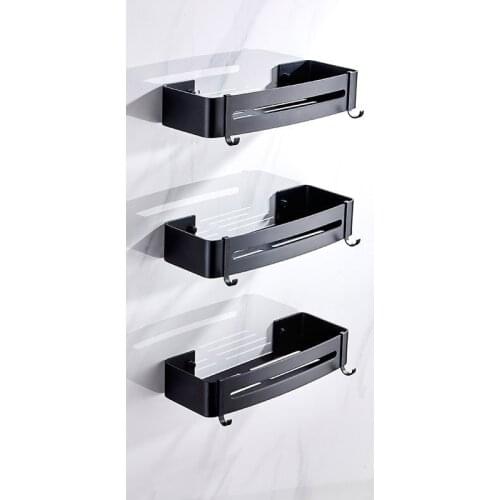 Bathroom Accessories Set Kitchen Accessories Decor Shower Shelf Storage Rack Wall Aluminum Toilet Shampoo Holder No Drill