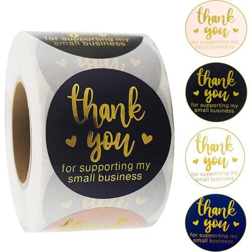 100-500pcs Thank You Stickers Seal Labels 1inch Gold Foil Paper Decoration Sticker For Handmade Wedding Gift Stationery Sticker