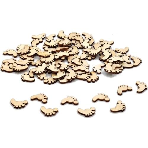 50pcs Unfinished Baby Footprint Shaped Wood for Crafts Wooden DIY Projects Home Decoration
