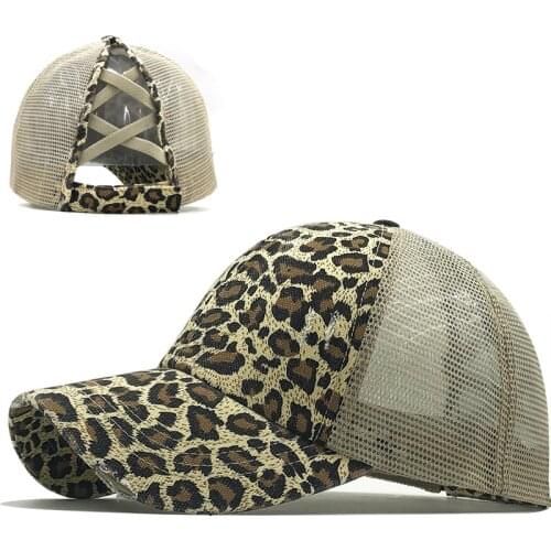 New Leopard Ponytail Mesh Baseball Cap Women / Men Baseball Hat Snapback Summer Casual Girls Hip Hop Sport Hats