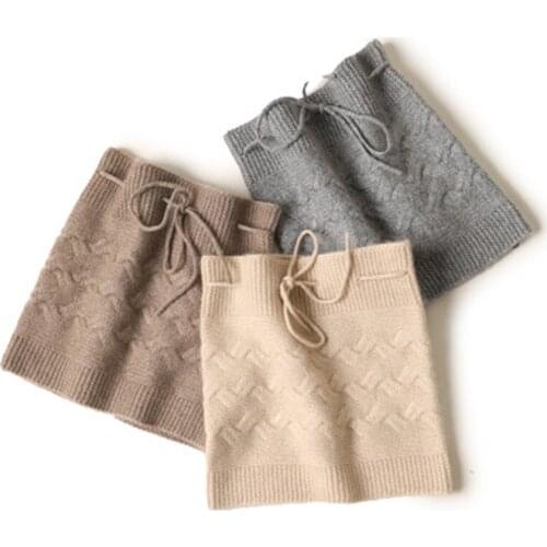 New 100 cashmere knitted Hat autumn and winter men and women with the same drawstring twisted Korean scarf warm thick neck