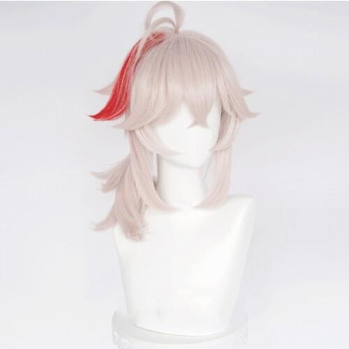 Kazuha Cosplay Wig Genshin Impact 46cm Styled Heat Resistant Hair Synthetic Cosplay Wigs + Wig Cap